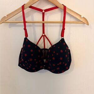 Victoria's Secret Black Bra with Red Stars